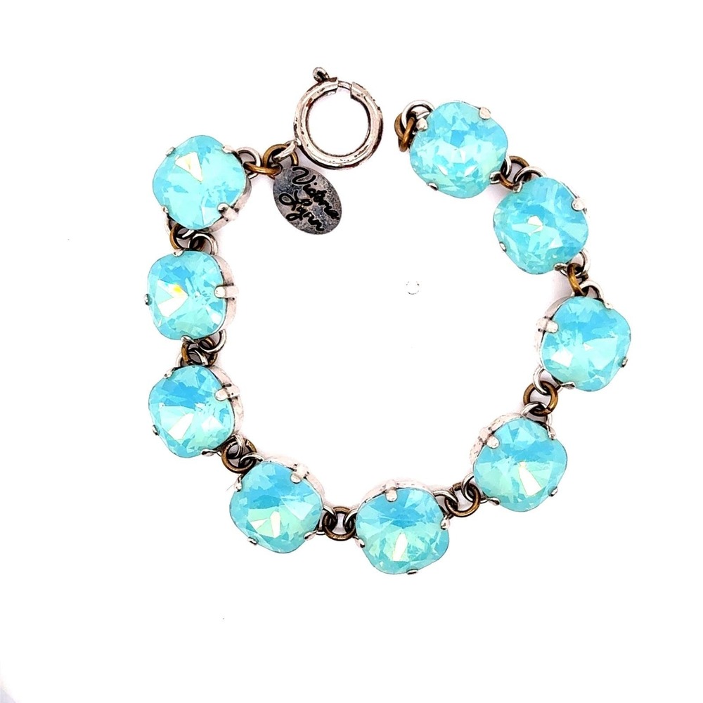 Victoria Lynn Pacific Opal Swarovski Crystal Bracelet Silver Tone 7 Inch
